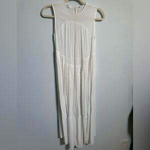Vince White Sleeveless Midi Dress Flowy Tiered Resort Coastal Quiet Luxury XXS